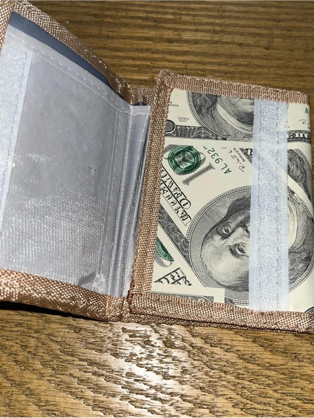 Benjamin Franklin Green & Tan Money Print Wallet